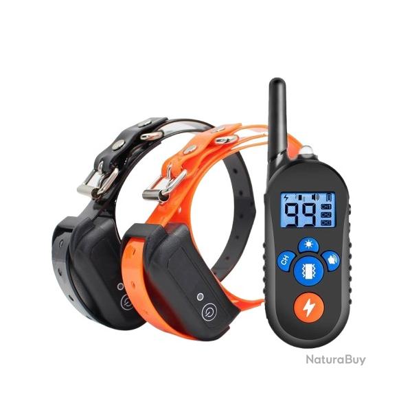 Colliers de Dressage pour 2 Chiens Entra�nement T�l�command� Etanche Ultrasons 800m toutes Tailles