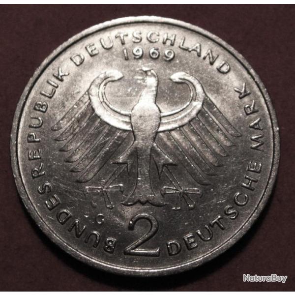 ALLEMAGNE pieces de 2 deutsche mark 1969 ttb+