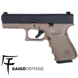 Pistolet Airsoft Saigo G23 Gaz Blowback Tan - R&eacute;plique Semi-Automatique 290 FPS