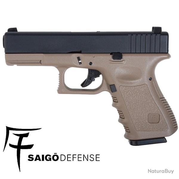 Pistolet Airsoft Saigo G23 Gaz Blowback Tan - R�plique Semi-Automatique 290 FPS