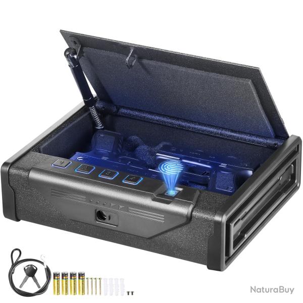 Coffre-fort biom�trique pour arme de poing, Pistolet � Empreintes Digitales - R�tro �clair� bleu