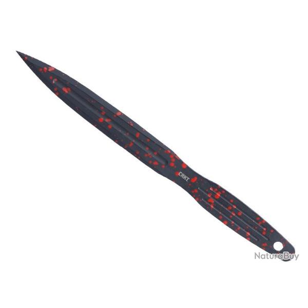 BEL1458 JEU DE 3 COUTEAUX DE LANCER CRKT TOUT ACIER AVEC MOTIFS ROUGE LAME 16CM + ETUI NEUF