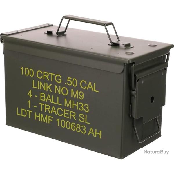 Caisse de Munitions Bo�te � Munitions US Army Box en M�tal 30 x 19 x 15,5 cm vert Acier