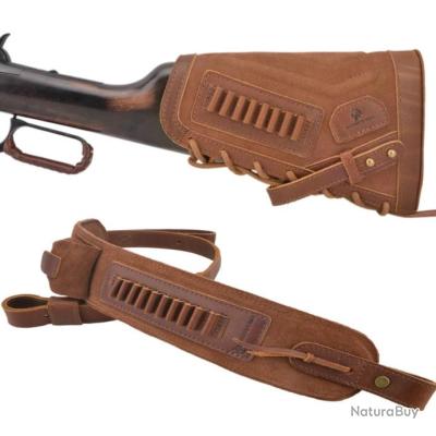 Pochette De Munitions Pour Crosse De Fusil WAYNE'S DOG - En Toile Et Cuir - Calibres .30-30, .30-06, Etc. - Neuf