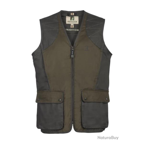 Gilet de chasse Percussion Tradition sans cartouchires brod Logo Kaki