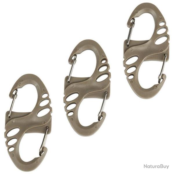 Mousqueton porte-cl�s Fosco Mini Carabiner Green coyote (lot de 3)