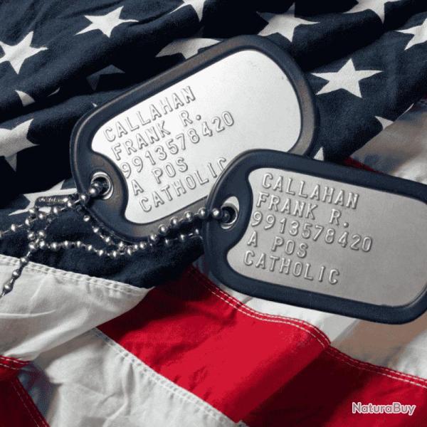 DOG TAG Personnalis� - Plaque d'Identit� Militaire US WW2 Dog Tag Vierge