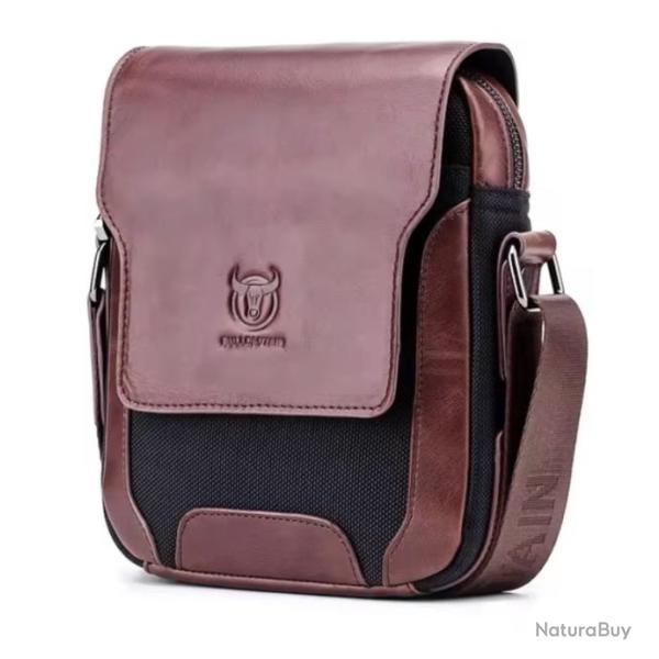 Sacoche � Bandouli�re D�contract�e en cuir Sac �l�gant Pratique Marron Caf�