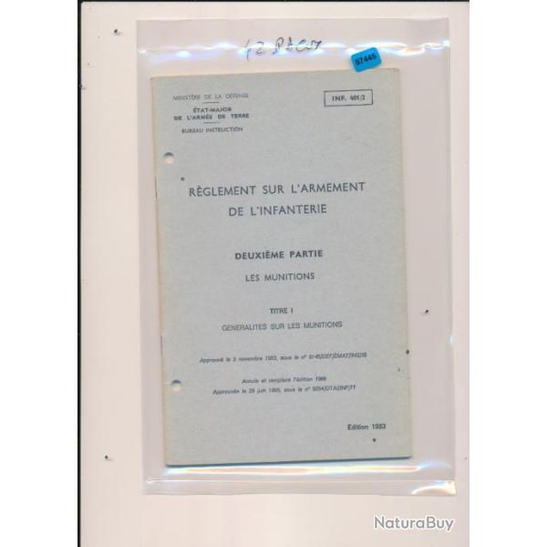Manuel instruction NOTICE  GENERALITE SUR LES MUNITIONS