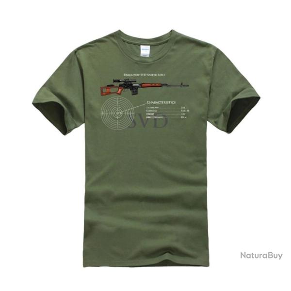 T-shirt SVD Dragunov caract�ristique couleur homme - Vert arm�e