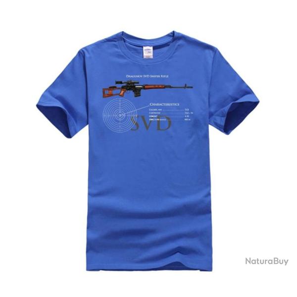 T-shirt SVD Dragunov caract�ristique couleur homme - Bleu