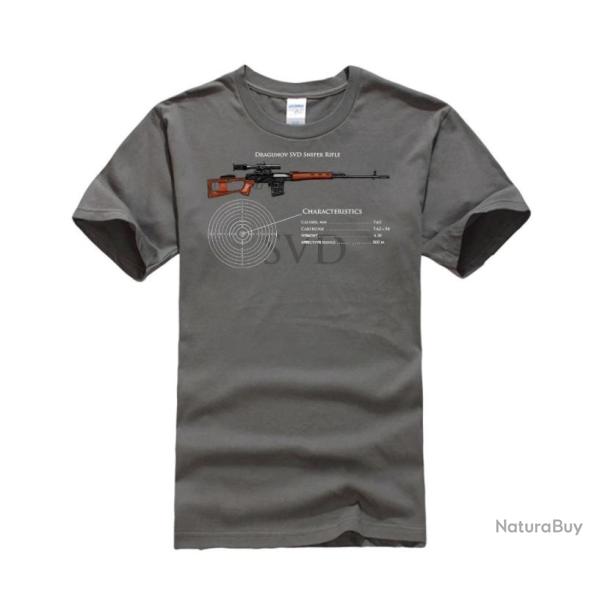 T-shirt SVD Dragunov caract�ristique couleur homme - Gris