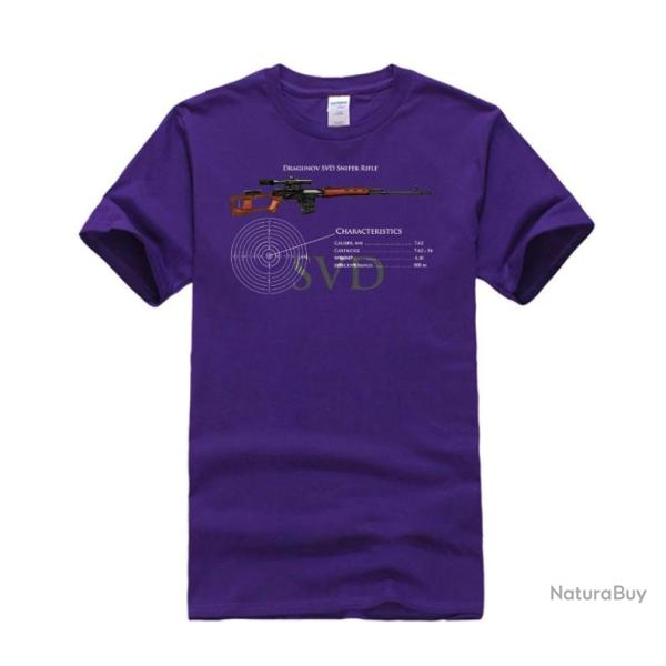 T-shirt SVD Dragunov caract�ristique couleur homme - Violet