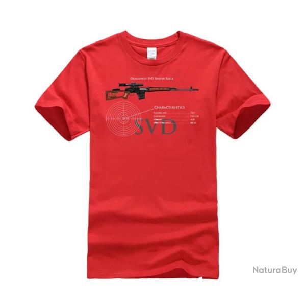 T-shirt SVD Dragunov caract�ristique couleur homme - Rouge
