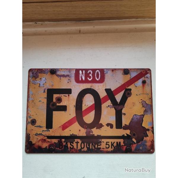 PLAQUE M�TAL VINTAGE "FOY"
