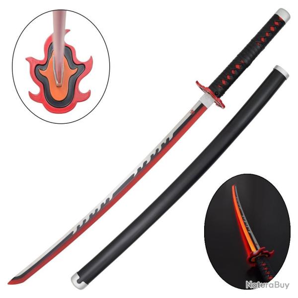 KATANA DECO LAME ACIER ET LED MOTIF DEMON SLAYER
