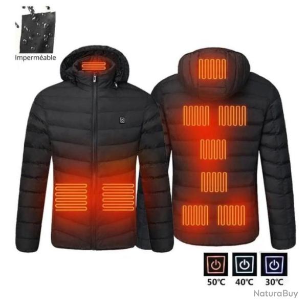 Veste chauffante imperm�able d'hiver �lectrique unisexe - 9 zones de chauffe