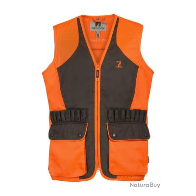 Percussion Gilet Enfant Tradition Haute Visibilité - Kaki/Orange Pour Chasse 6 à 16 Ans