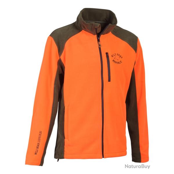 Blouson polaire Percussion Cor brod� Sanglier Orange Kaki