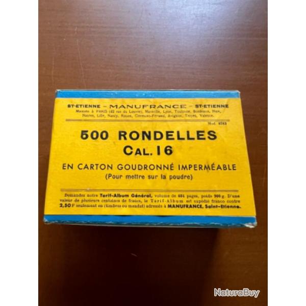 Bo�te de 500 rondelles en carton de calibre 16  MANUFRANCE