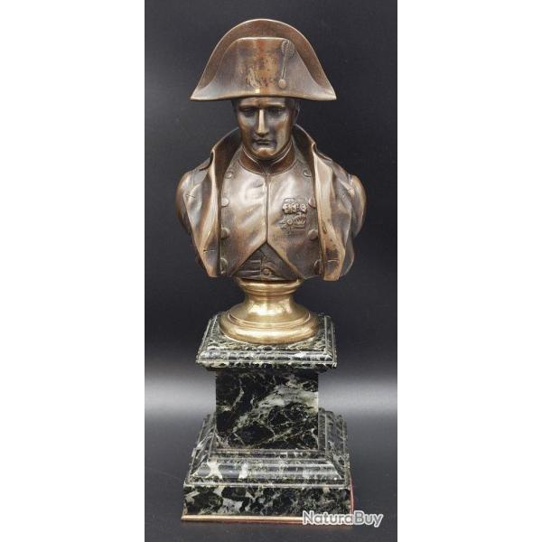 BRONZE A L'EFFIGIE DE L'EMPEREUR NAPOLEON SUR SOCLE MARBRE VERT FONDEUR JULLIEN PARIS - FRANCE XIX� 