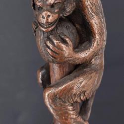CANNE DE MARCHE CASSE TETE SINGE EN BRONZE PROTEGEANT SON BUTIN par ANTOINE PALAIS ROYAL - FRANCE FI
