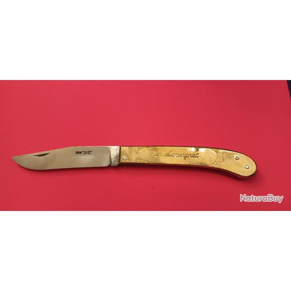 Couteau de poche pliant large l.auvergnat en laiton 21cm France lame pradel thiers