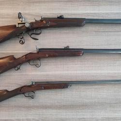 Tr&eacute;s lourde carabine de luxe calibre 22 bosquette rail gradu&eacute; sign&eacute; A. Bosquette de St Quentin