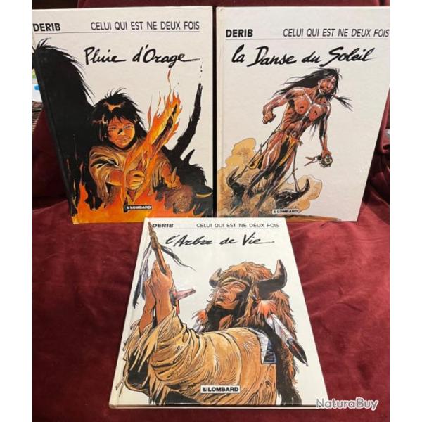 Ensemble de 3 bandes dessin�es celui qui est n� deux fois Derib indien des plaines