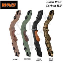 WNS poign&eacute;e BLACK WOLF de 17" en carbone pour arc de chasse traditionnel recurve au standart ILF Gau