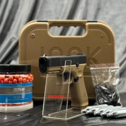 Edition limit&eacute;e "Pack PAB Pr&ecirc;t A Tirer" PISTOLET GLOCK 17 GEN5 CAL 43 PAINTBALL T4E COYOTE FRENCH AR