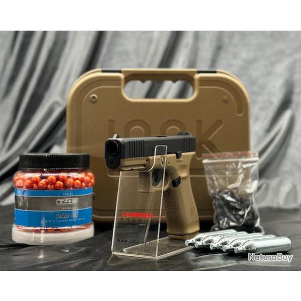Edition limit�e "Pack PAB Pr�t A Tirer" PISTOLET GLOCK 17 GEN5 CAL 43 PAINTBALL T4E COYOTE FRENCH AR