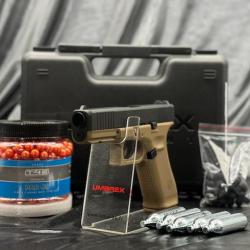 Pack Ultime Laser Pr&ecirc;t A Tirer PISTOLET GLOCK 17 GEN5 CAL 43 PAINTBALL T4E COYOTE