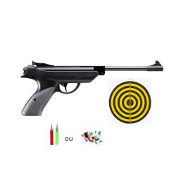 PACK PISTOLET A AIR COMPRIME SNOWPEAK SP500 CAL.4.5 +  25 FLECHETTES + CIBLE (PB100+2.2243)