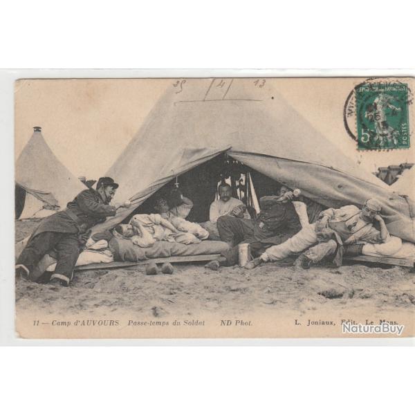 CPA -Camp d'AUVOURS - Passe temps du soldat" - L.JONIAUX