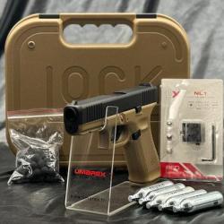 Edition limit&eacute;e - "PACK Laser Pr&ecirc;t A Tirer" PISTOLET GLOCK 17 GEN5 CAL 43 PAINTBALL T4E COYOTE FRENC