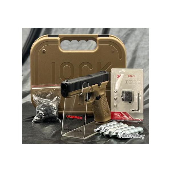 Edition limit�e - "PACK Laser Pr�t A Tirer" PISTOLET GLOCK 17 GEN5 CAL 43 PAINTBALL T4E COYOTE FRENC