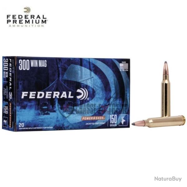 20 Munitions FEDERAL PowerShok Cal 300 win 150Gr Soft Point