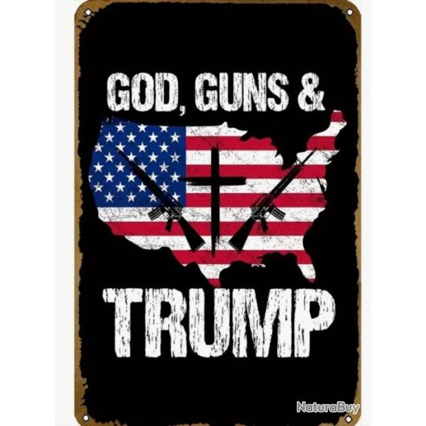 Plaque m�tallique Dieu Armes et TRUMP