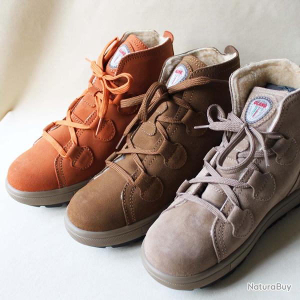 Bottines Boots femme en daim nubuck sp�ciales neige et apr�s ski orange