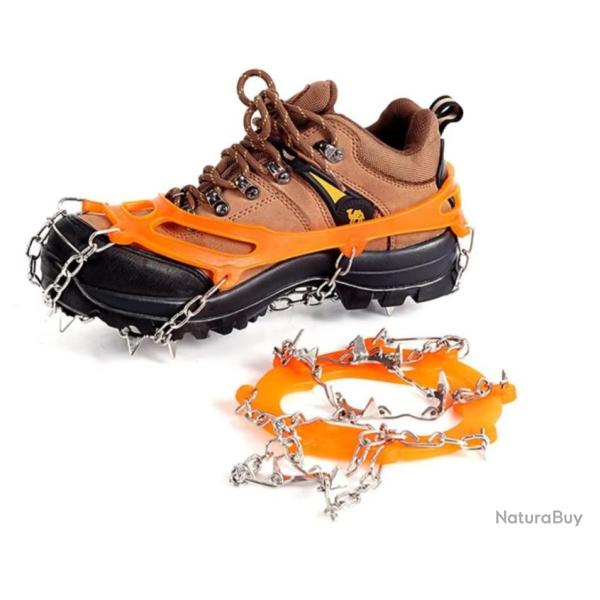 Crampons � 10 Dents pour Chaussures - Randonn�e, Escalade, Neige et Glace orange Taille 36-45