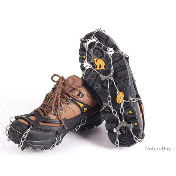 Crampons � 10 Dents pour Chaussures - Randonn�e, Escalade, Neige et Glace Noir Taille 36-45