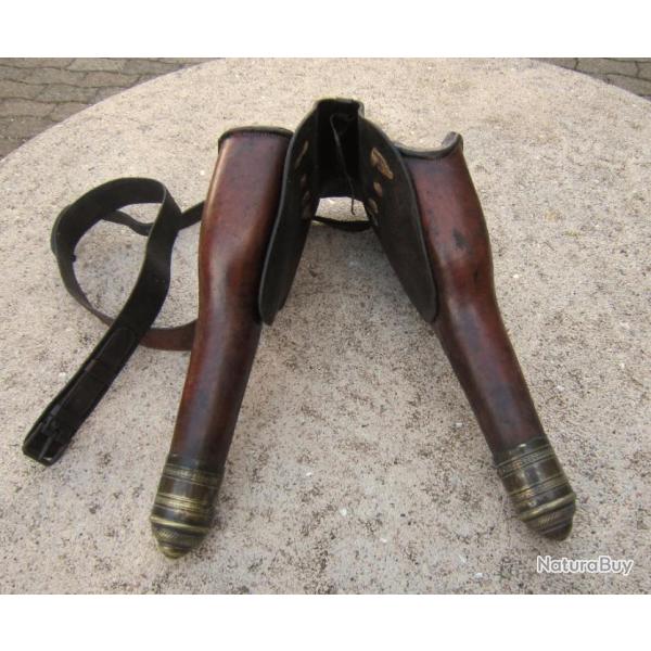 Superbe paire de fontes de cavalerie d'officier compl�tes, premier empire - napol�on