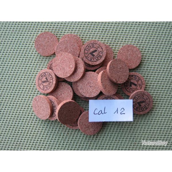 Lot  de  100  rondelles  li�ge  No  7  ou  neutres  cal  12  marquage  croisillon