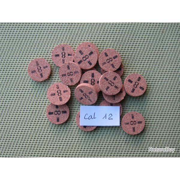 Lot  de  100  rondelles  li�ge  No  8  croisillon  cal  12