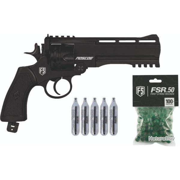 PACK PROMO - Revolver Tibrius First Strike ROSCOE Calibre 50 + 2 Barillets + 100 First Strike .50