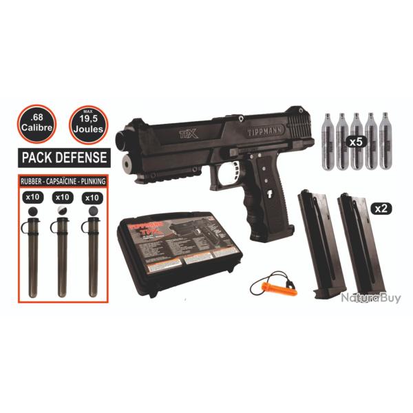 PACK PROMO - Dfense 19.5 Joules Tippmann TPX + 5 Sparclettes 12gr + Lot de billes + 2 Chargeurs