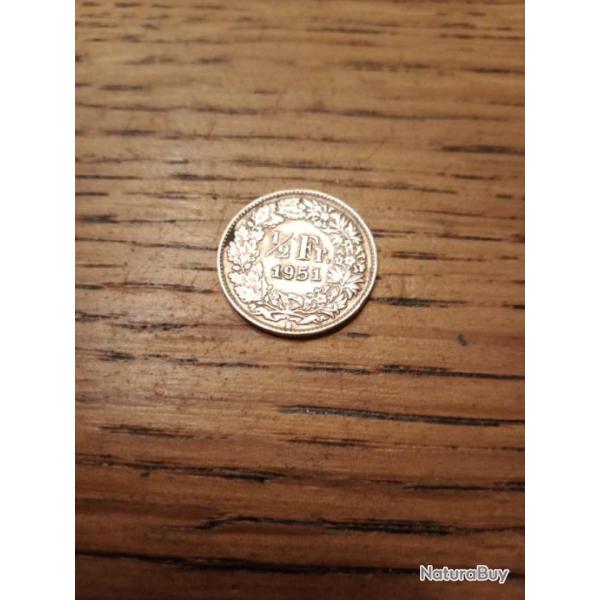 Pi�ce 1/2 francs suisse 1951