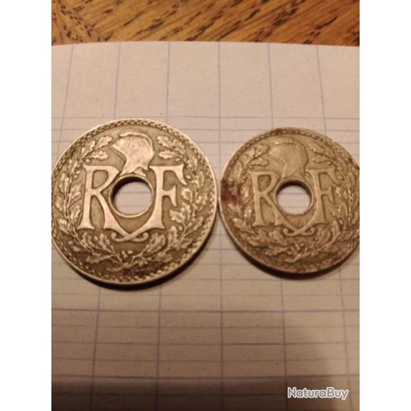 Lot 2 pi�ces 10 ct  1935 et 25 ct 1932