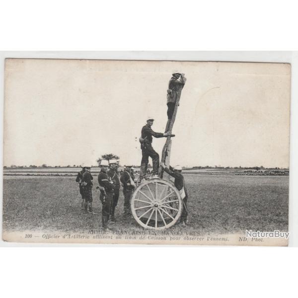 CPA Officier d'artillerie utilisant un trai  de caisson pour obeserver l ennemi